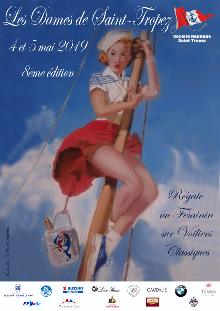 affiche dames de saint tropez 2019, yachting classique, régates voiliers classique